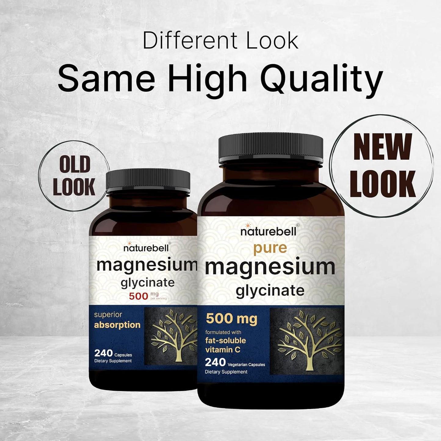 Naturebell Pure Magnesium Glycinate 240 Veggie Capsules, 500mg