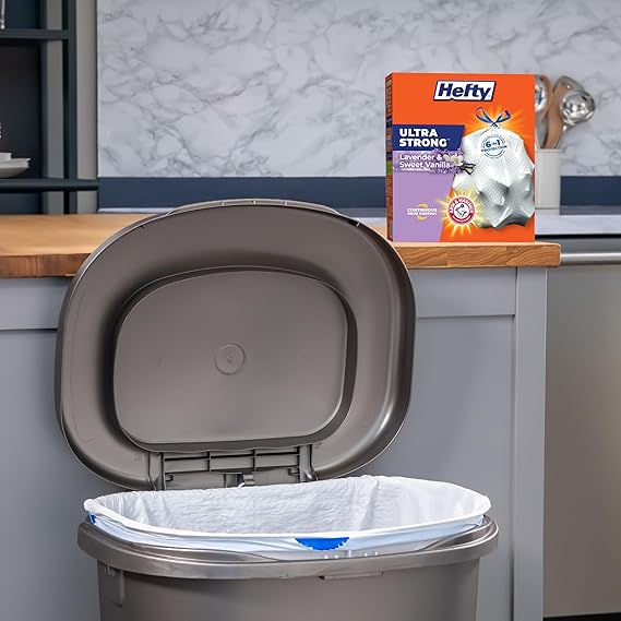 Hefty Ultra Strong Tall Kitchen Trash Bags | Lavender & Sweet Vanilla Scent | 13 Gallon, 80 Count.