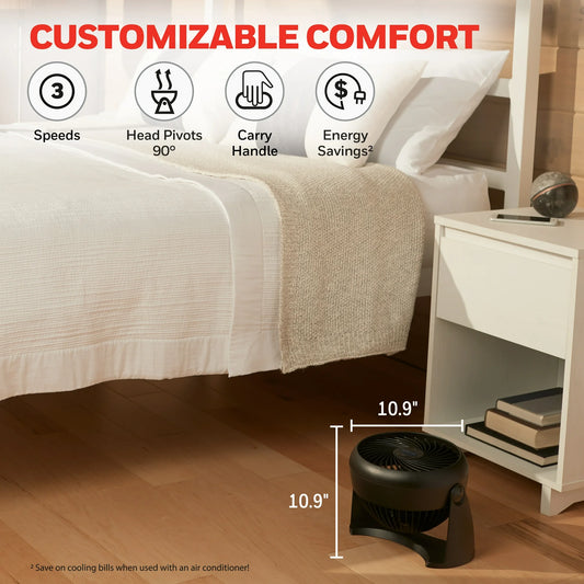 Honeywell TurboForce HT-900 Fan | 11-Inch Quiet Personal Table Fan with 90° Pivot.