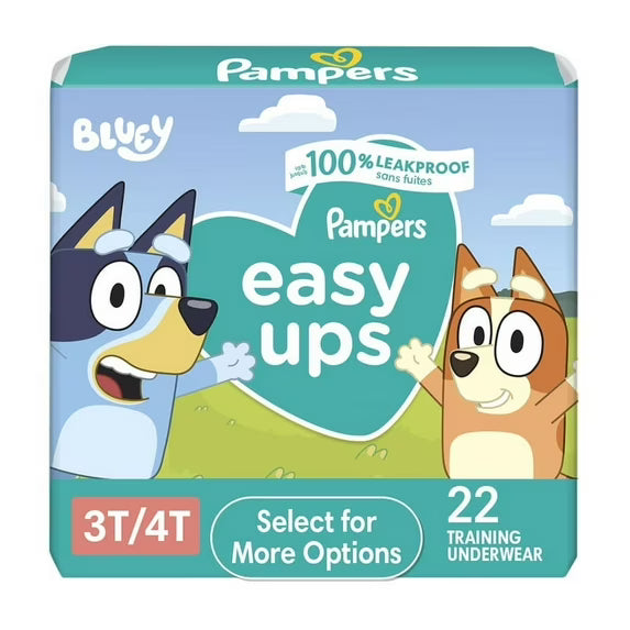 Pampers Easy Ups Training Pants | Bluey Potty Training Underwear for Boys & Girls | Size 3T-4T, 124 Count.