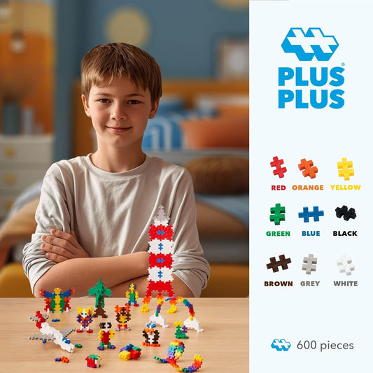 Plus-Plus Open Play Set 600 Pieces, Basic Color Mix, Interlocking Mini Puzzle Blocks, STEM Construction Toy for Kids