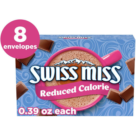 Swiss Miss Reduced Calorie Milk Chocolate Hot Cocoa Mix, 0.39 oz Packets, 8-Count (2 Pack)