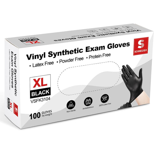 Schneider Vinyl Synthetic Exam Gloves | 4 Mil Latex-Free Disposable Gloves.