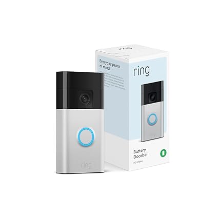 Ring Battery Video Doorbell – Newest Model, Satin Nickel | Head-to-Toe HD Video, Motion Detection Alerts, Two-Way Talk, Built-In USB-C Rechargeable Battery