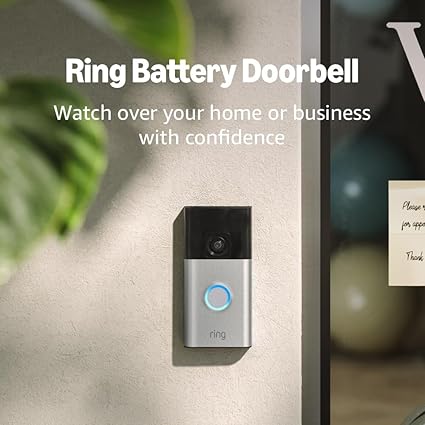 Ring Battery Video Doorbell – Newest Model, Satin Nickel | Head-to-Toe HD Video, Motion Detection Alerts, Two-Way Talk, Built-In USB-C Rechargeable Battery