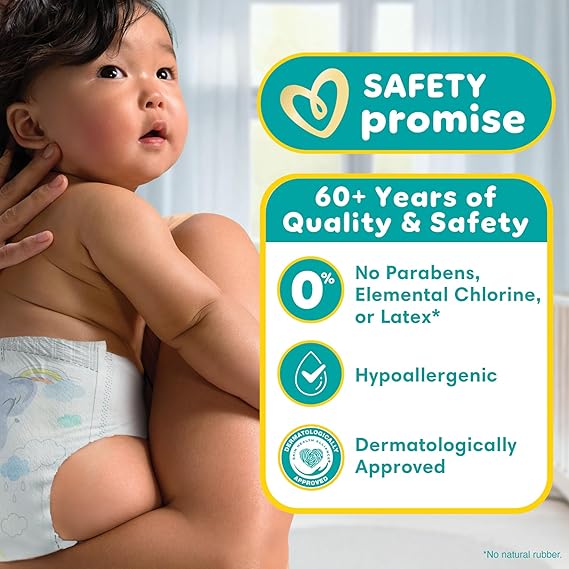 Baby in a diaper with safety 
