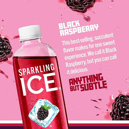 Sparkling Ice Black Raspberry Sparkling Water | 17 fl oz Bottles, Pack of 12