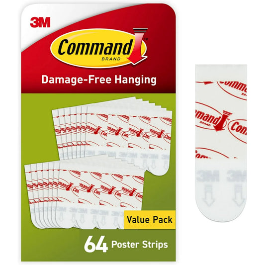 Command Poster Strips | 64 White Adhesive Strips for Damage-Free Hanging.