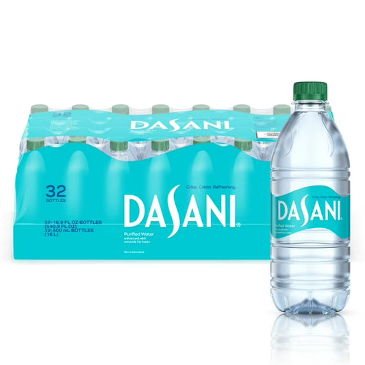 Dasani Purified Water Bottles, 16.9 fl oz, 32 pack.