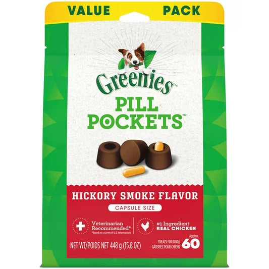 Greenies Pill Pockets for Dogs – Large Size, 60 Soft Treats, 15.8 oz