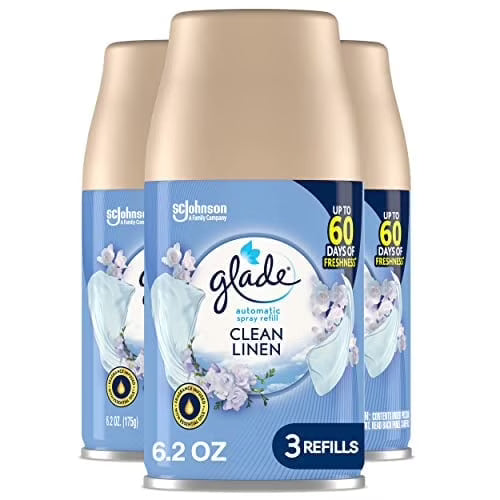 Glade Automatic Spray Air Freshener Refill | Clean Linen Scented | 6.2 oz, 3 Count.
