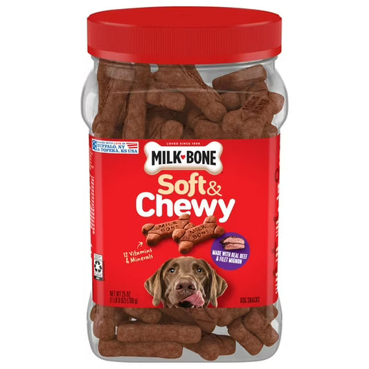 Milk-Bone Soft & Chewy Dog Treats | Beef & Filet Mignon Recipe | 25 oz.