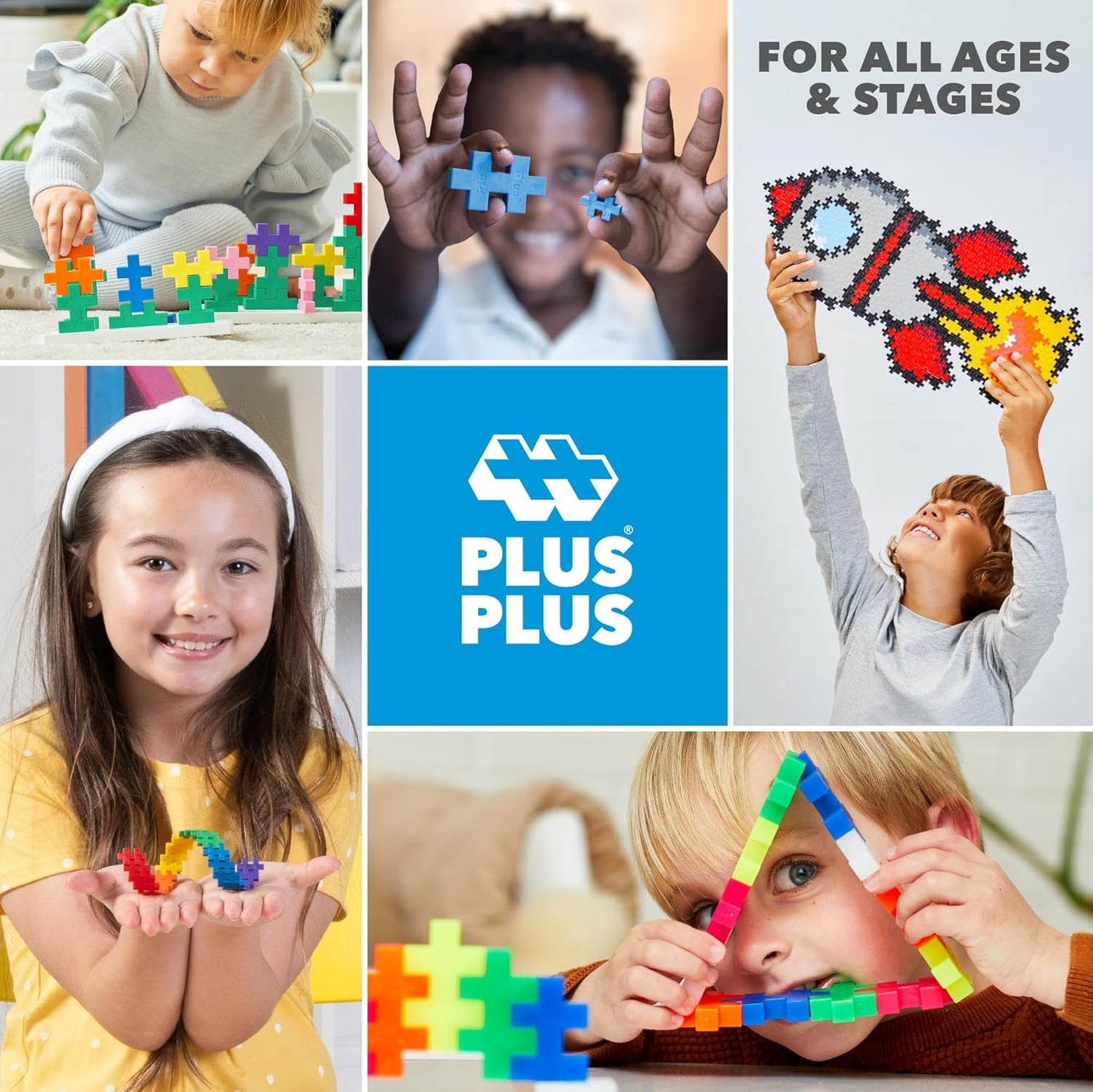 Plus-Plus 240-Piece Interlocking Building Blocks for Kids, Open-Ended STEM Construction Toys, Mini Classroom Manipulatives