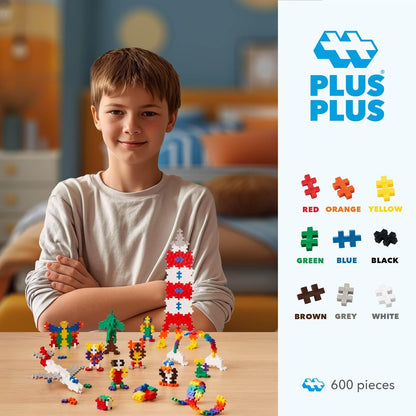 Plus-Plus Open Play Set 600 Pieces, Basic Color Mix, Interlocking Mini Puzzle Blocks, STEM Construction Toy for Kids