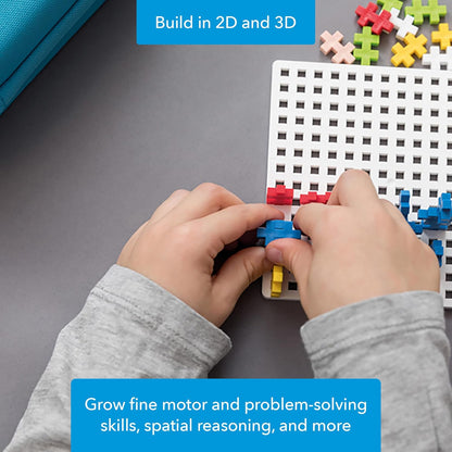 Plus-Plus Travel Case Building Set, 100 Mini Interlocking Blocks + Baseplate, Open-Ended 3D STEM Toy for Kids – Basic Mix