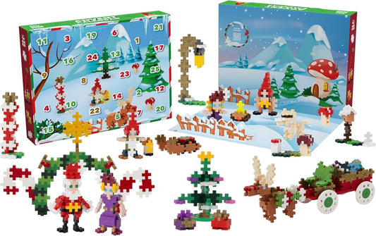 Plus-Plus Advent Calendar 2025, 600-Piece STEM Building Set with 25 Mini 3D Puzzle Kits, Holiday Countdown Gift for Kids