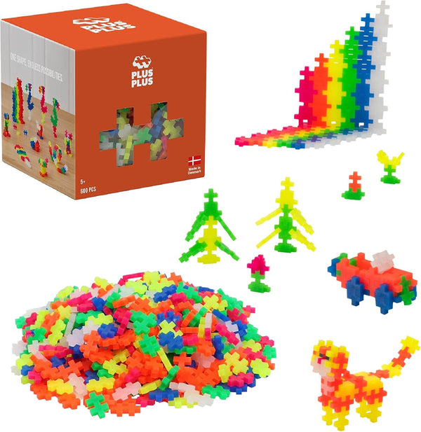 Plus-Plus Open Play Set 600 Pieces, Interlocking Mini Puzzle Blocks, STEM Building & Construction Toy for Kids
