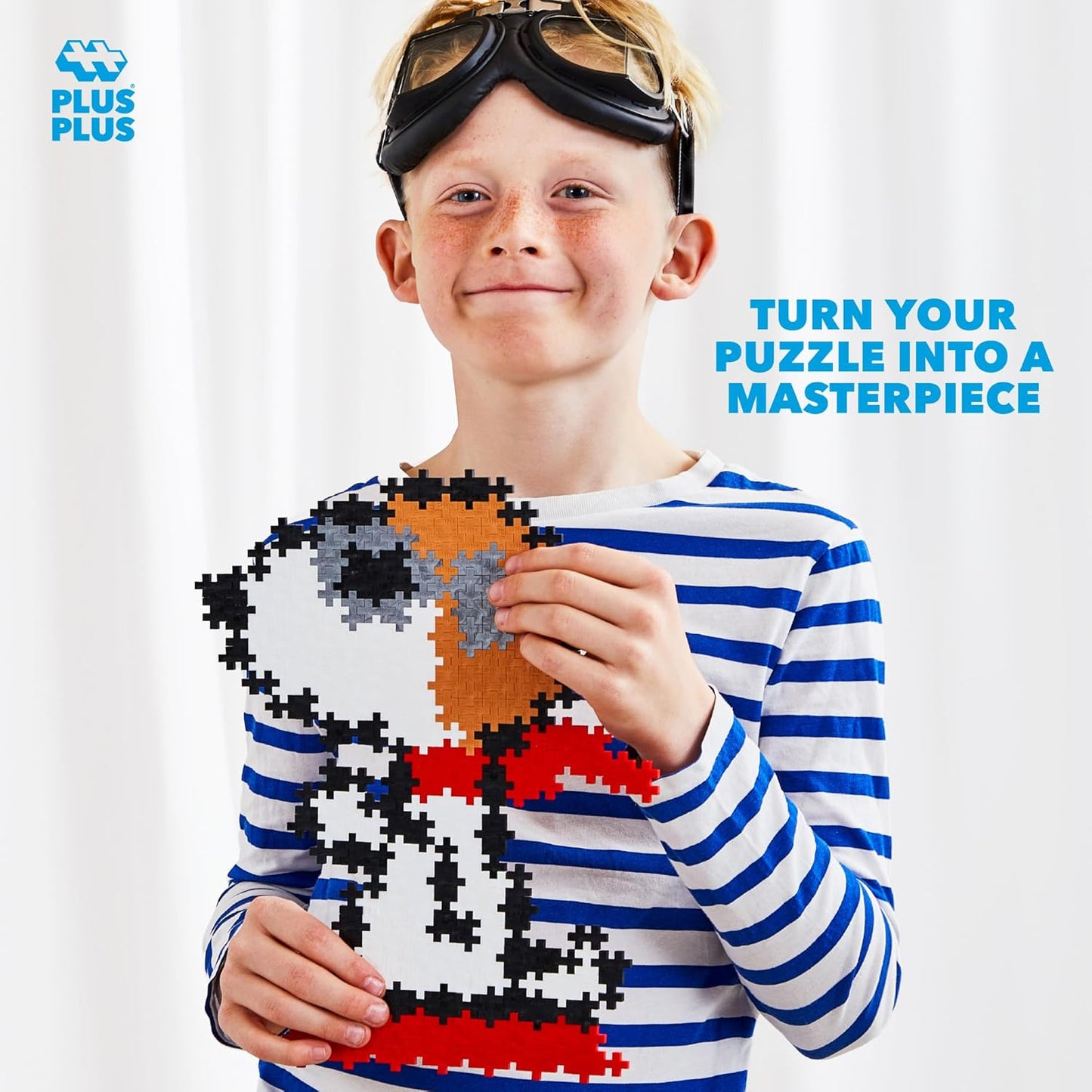 Plus-Plus Puzzle by Number – Flying Ace Peanuts Edition, 275-Piece Interlocking Mini Blocks, 2D STEM Puzzle Toy for Kids