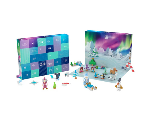 Plus-Plus Advent Calendar 2025, 600-Piece STEM Building Set with 25 Mini 3D Puzzle Kits, Holiday Countdown Gift for Kids