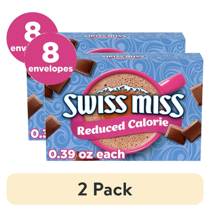 Swiss Miss Reduced Calorie Milk Chocolate Hot Cocoa Mix, 0.39 oz Packets, 8-Count (2 Pack)