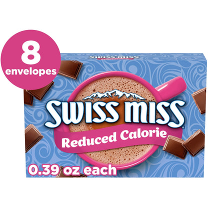 Swiss Miss Reduced Calorie Milk Chocolate Hot Cocoa Mix, 0.39 oz Packets, 8-Count (2 Pack)