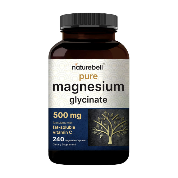 Naturebell Pure Magnesium Glycinate 240 Veggie Capsules, 500mg