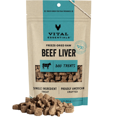 Vital Essentials Beef Liver Dog Treat | Grain-Free, Gluten-Free, 2.1 oz.